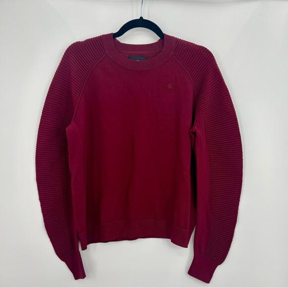 NWT G-STAR Suzaki Knit Crew Neck Pullover Sweater Chunky Red Top Sweatshirt M - Picture 6 of 14